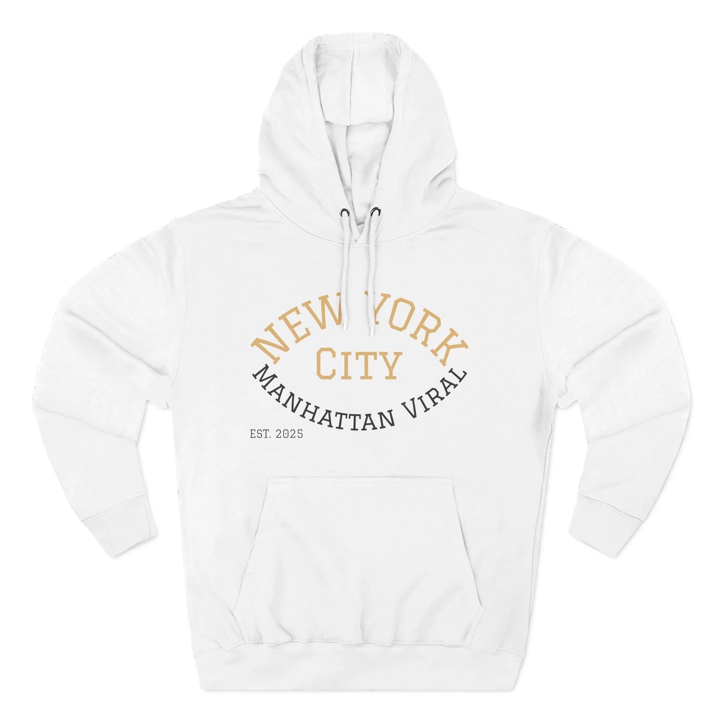 New York City MV Three-Panel Fleece Hoodie, Cozy Streetwear, Urban Fashion, Gift for NYC Lovers, Casual Layering Piece - Manhattan Viral