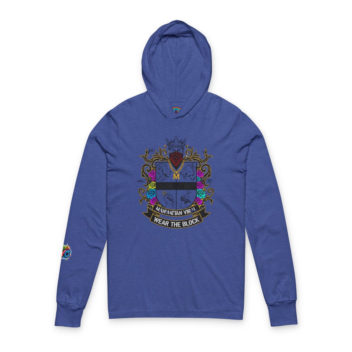 Viral Shield Of Honor Hooded Long Sleeve Tee for Everyday Adventures, Personalized Gift, Family Gatherings, NYC streetwear