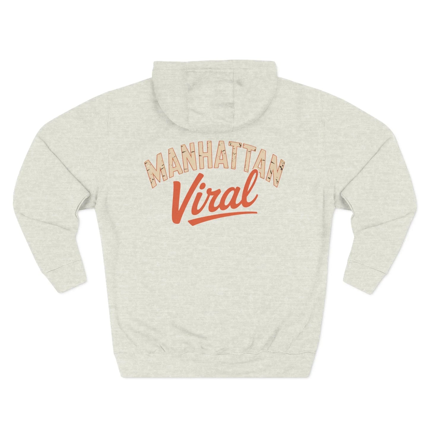 New York City MV Three-Panel Fleece Hoodie, Cozy Streetwear, Urban Fashion, Gift for NYC Lovers, Casual Layering Piece - Manhattan Viral