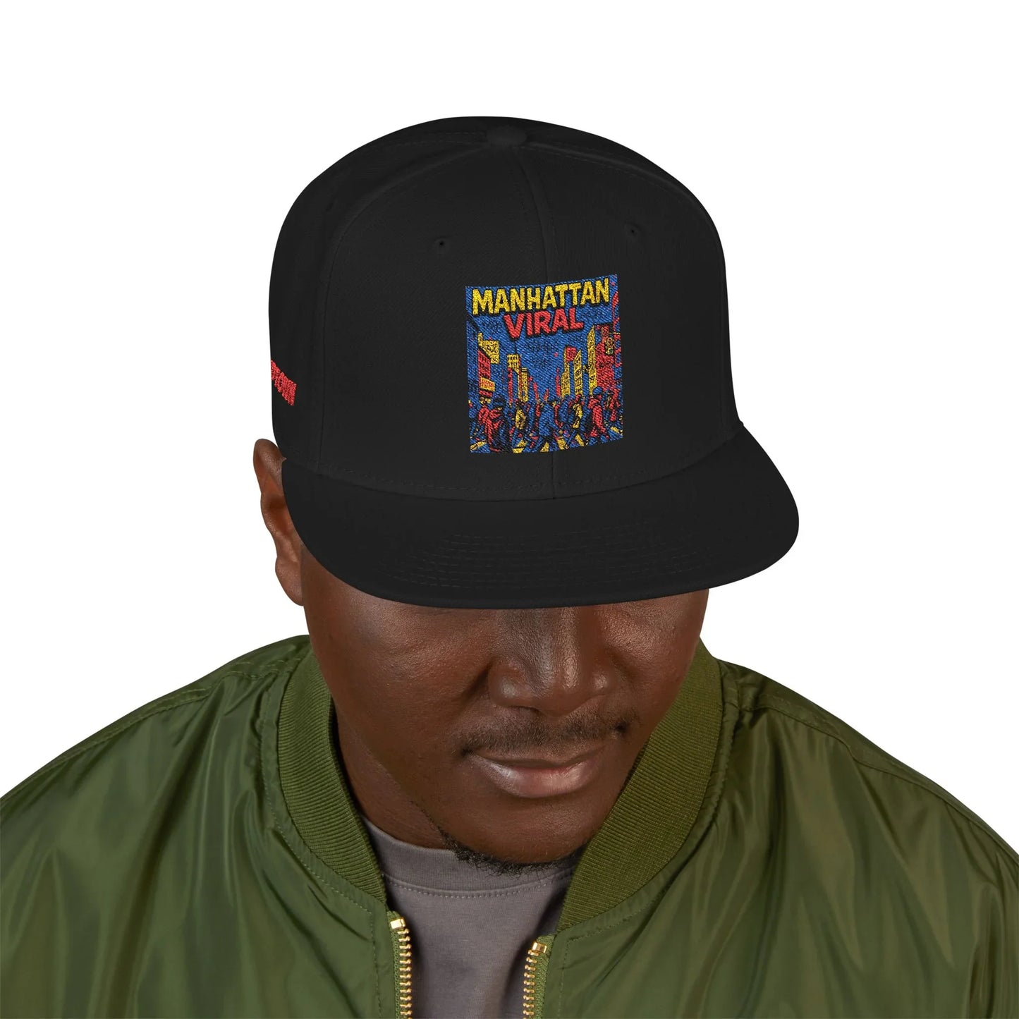 Midtown Hustle Embroidered Snapback Cap, Colorful Hat For NYC Streetwear, Unique Gift for Friends, Casual Accessories - Manhattan Viral