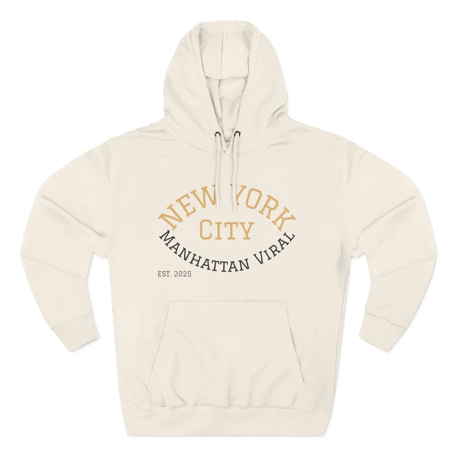 New York City MV Three-Panel Fleece Hoodie, Cozy Streetwear, Urban Fashion, Gift for NYC Lovers, Casual Layering Piece - Manhattan Viral