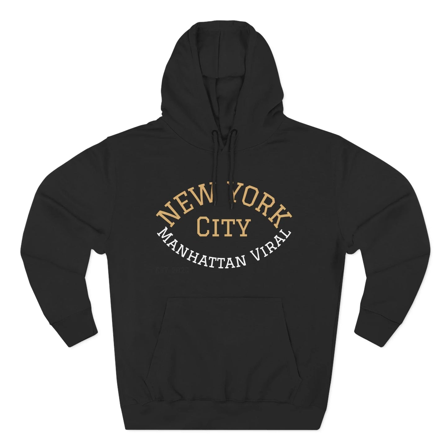 New York City MV Three-Panel Fleece Hoodie, Cozy Streetwear, Urban Fashion, Gift for NYC Lovers, Casual Layering Piece - Manhattan Viral
