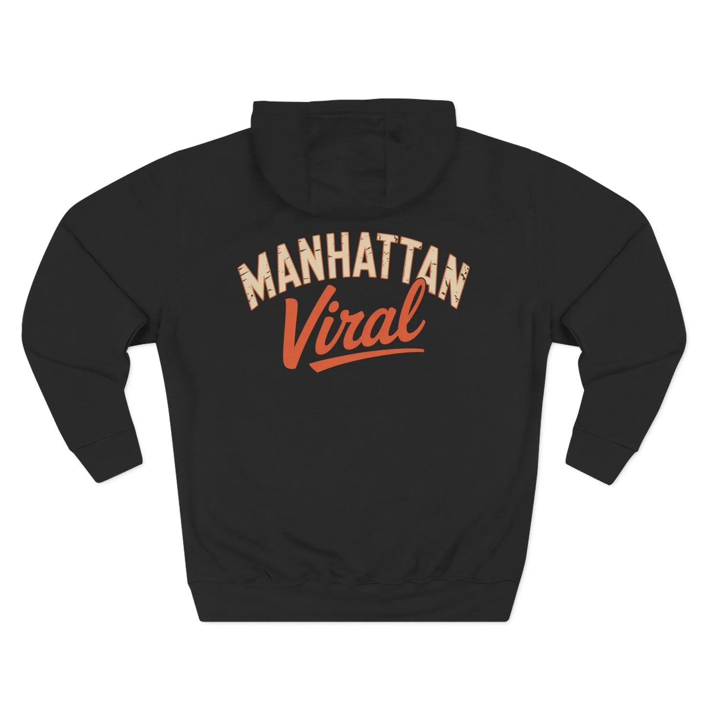 New York City MV Three-Panel Fleece Hoodie, Cozy Streetwear, Urban Fashion, Gift for NYC Lovers, Casual Layering Piece - Manhattan Viral