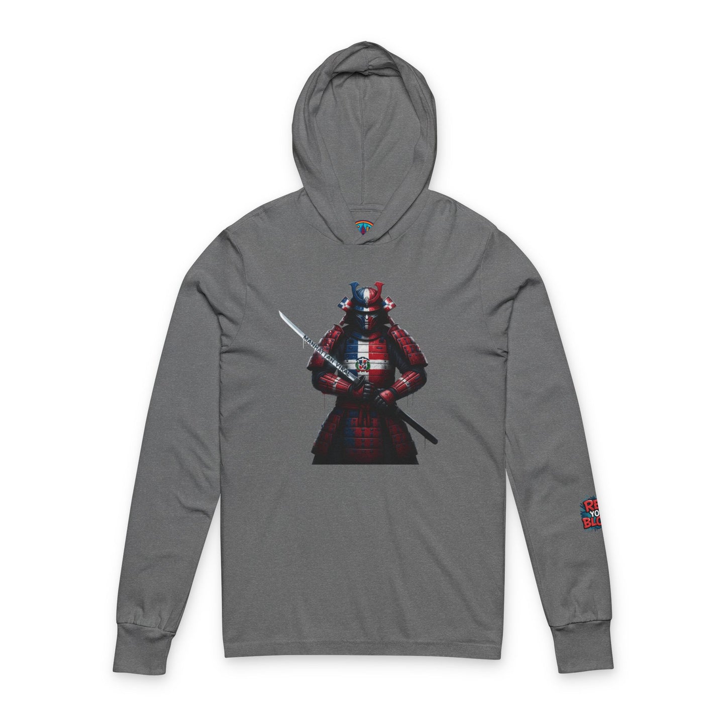 Dominican Samurai Hoodie, Unisex Hooded Long Sleeve Tee, Casual Wear, Streetwear, Geek Culture Merch, Gift for Him/Her, Stylish Layering Top