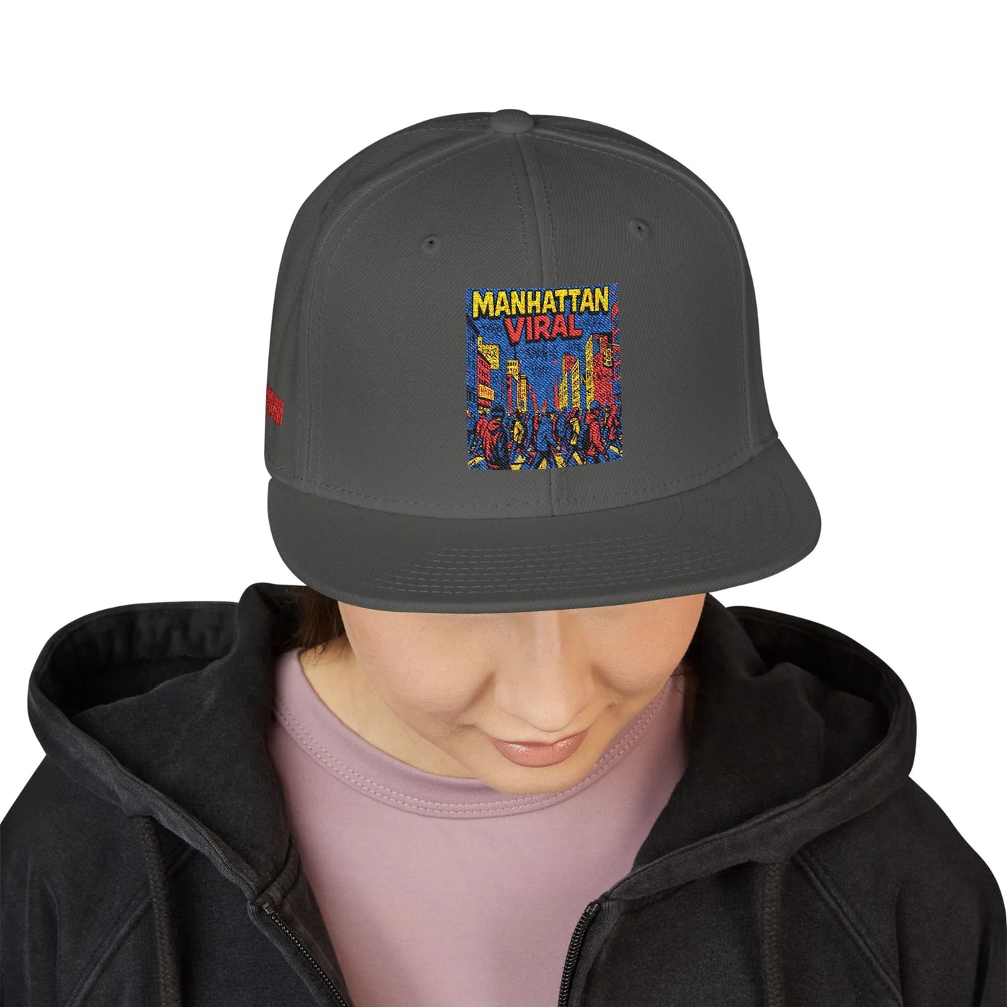 Midtown Hustle Embroidered Snapback Cap, Colorful Hat For NYC Streetwear, Unique Gift for Friends, Casual Accessories - Manhattan Viral