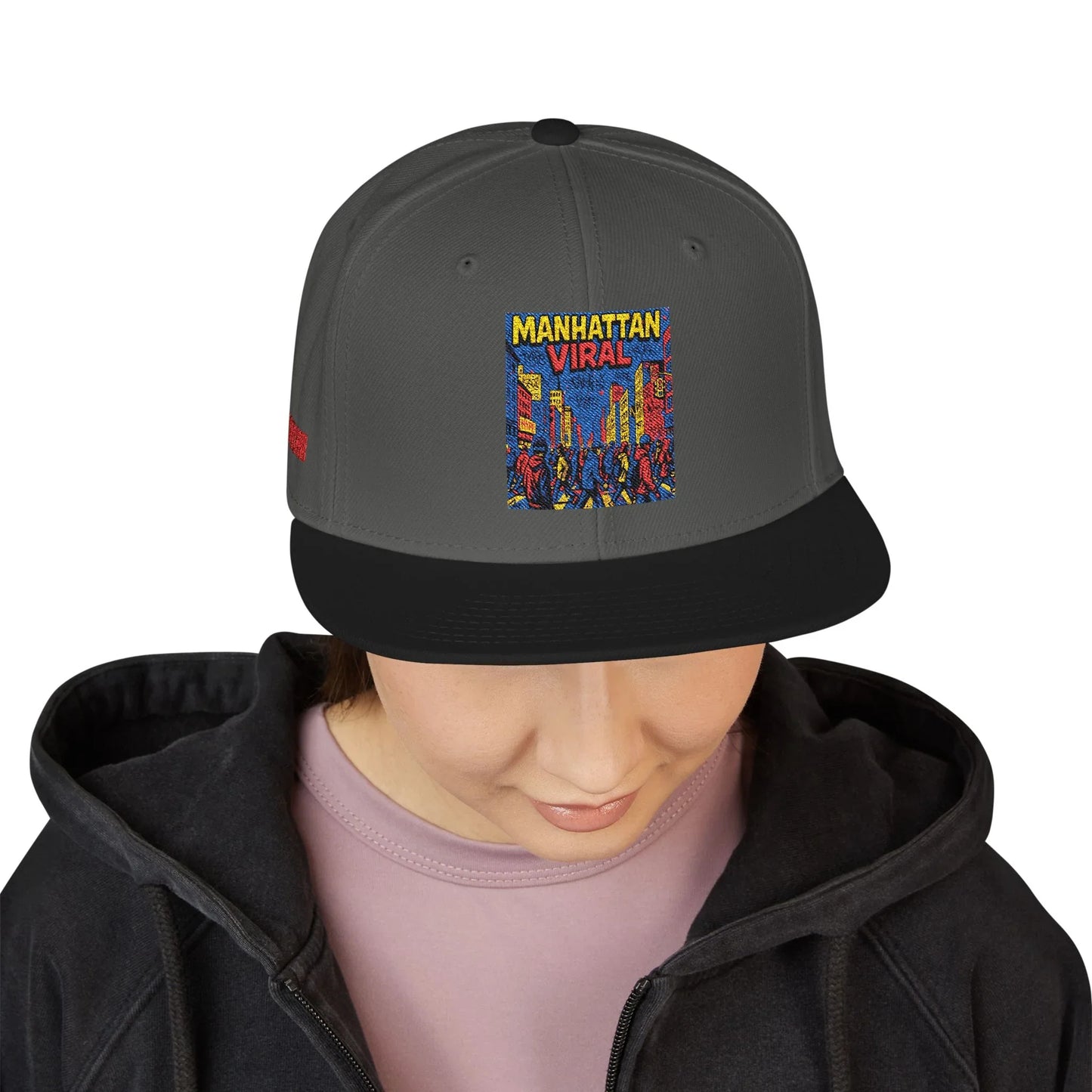 Midtown Hustle Embroidered Snapback Cap, Colorful Hat For NYC Streetwear, Unique Gift for Friends, Casual Accessories - Manhattan Viral