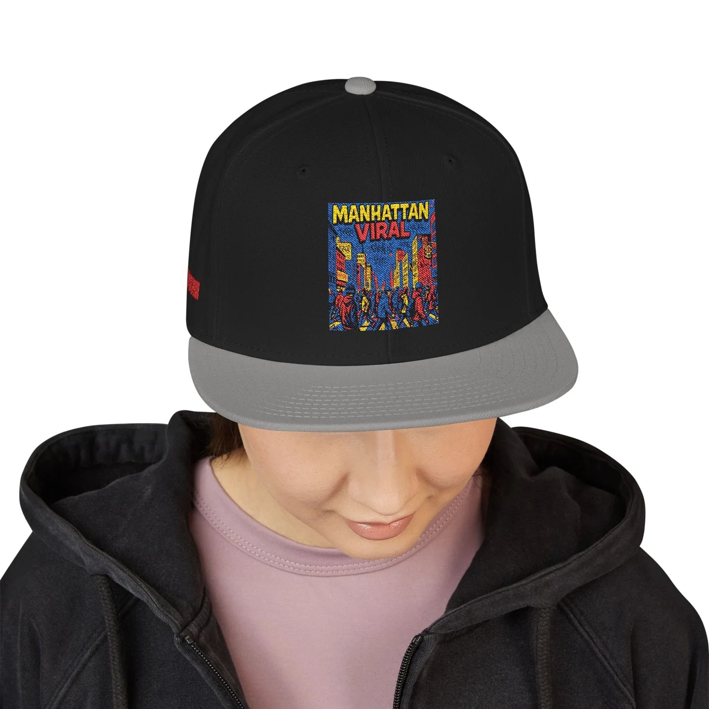 Midtown Hustle Embroidered Snapback Cap, Colorful Hat For NYC Streetwear, Unique Gift for Friends, Casual Accessories - Manhattan Viral