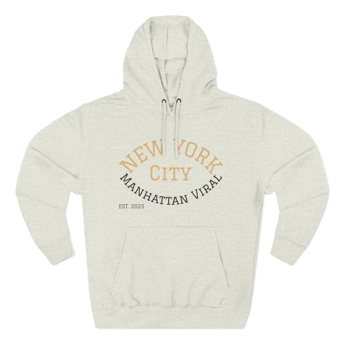 New York City MV Three-Panel Fleece Hoodie, Cozy Streetwear, Urban Fashion, Gift for NYC Lovers, Casual Layering Piece - Manhattan Viral