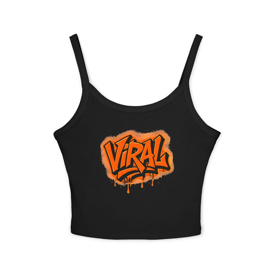 Viral Graffiti Village Tank Top - NYC Streetwear - Solid Black Blend - XS