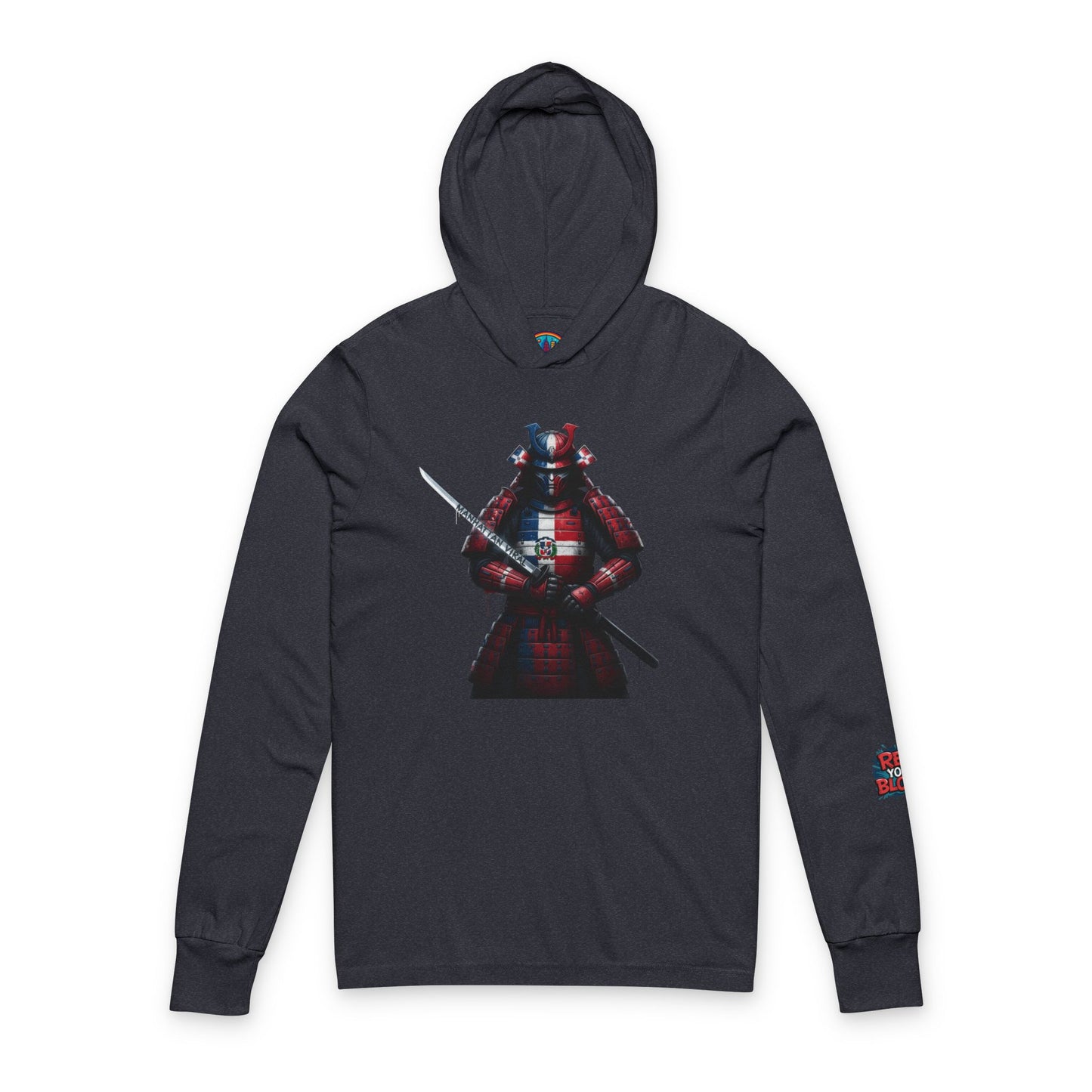 Dominican Samurai Hoodie, Unisex Hooded Long Sleeve Tee, Casual Wear, Streetwear, Geek Culture Merch, Gift for Him/Her, Stylish Layering Top