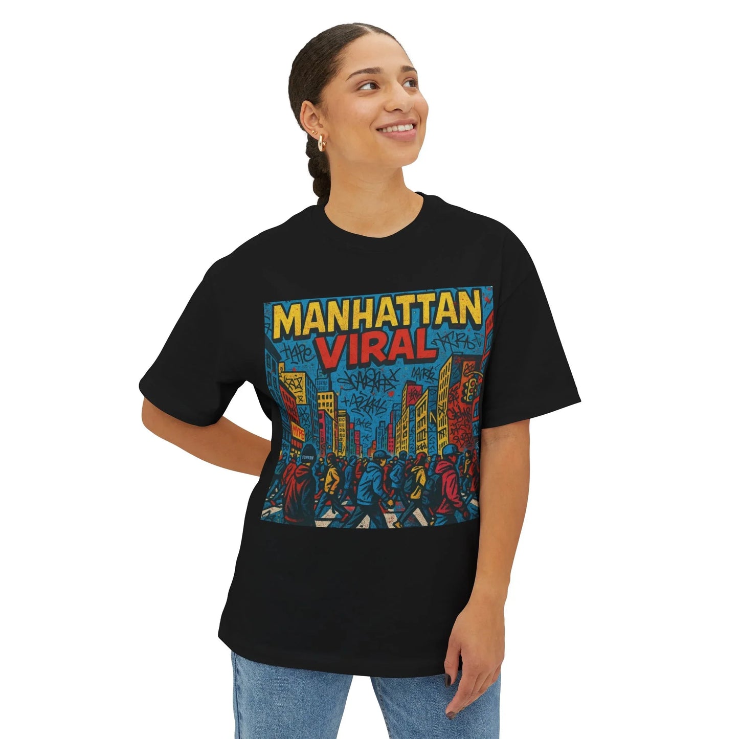 Viral NYC Streets Oversized Boxy Tee - Manhattan Viral