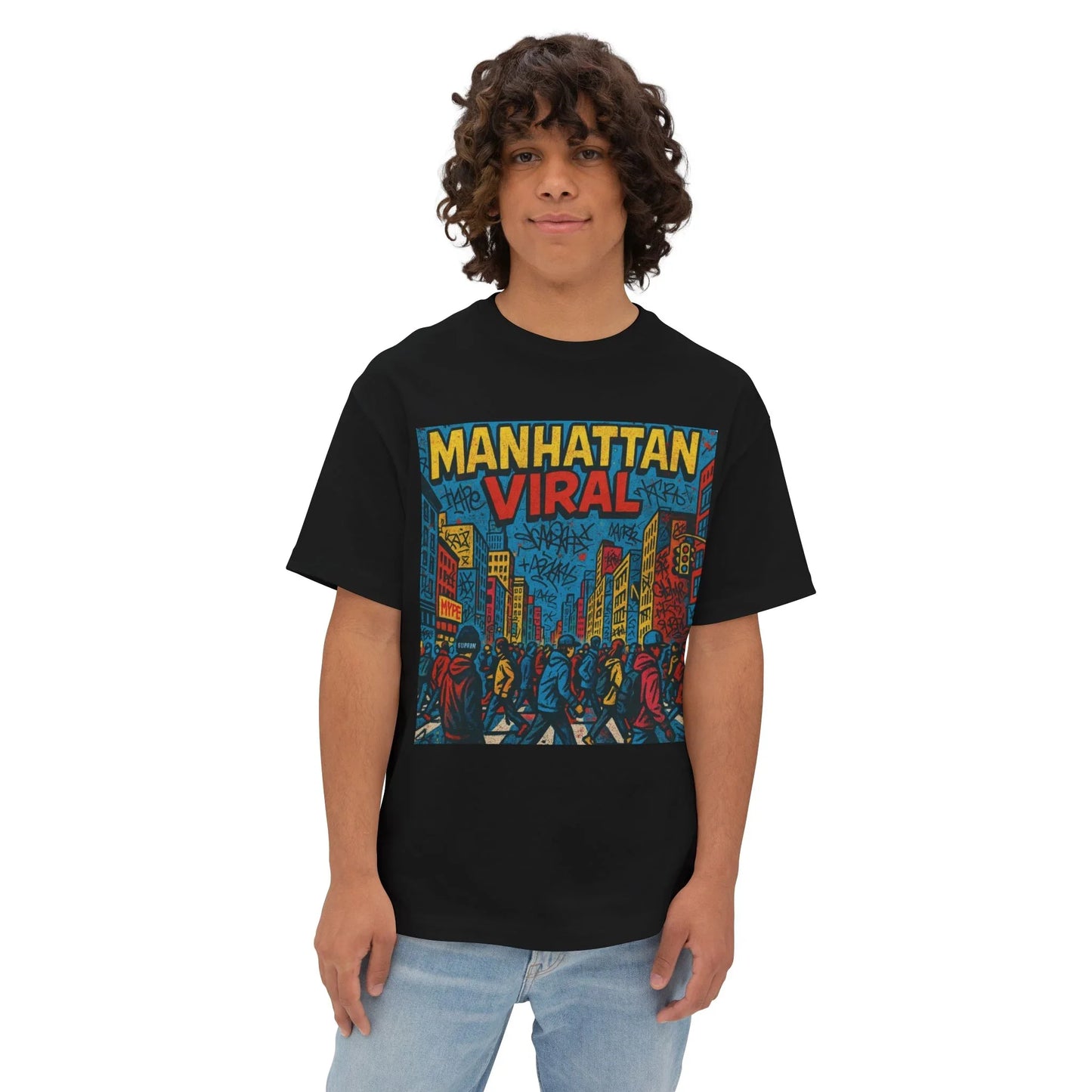 Viral NYC Streets Oversized Boxy Tee - Manhattan Viral