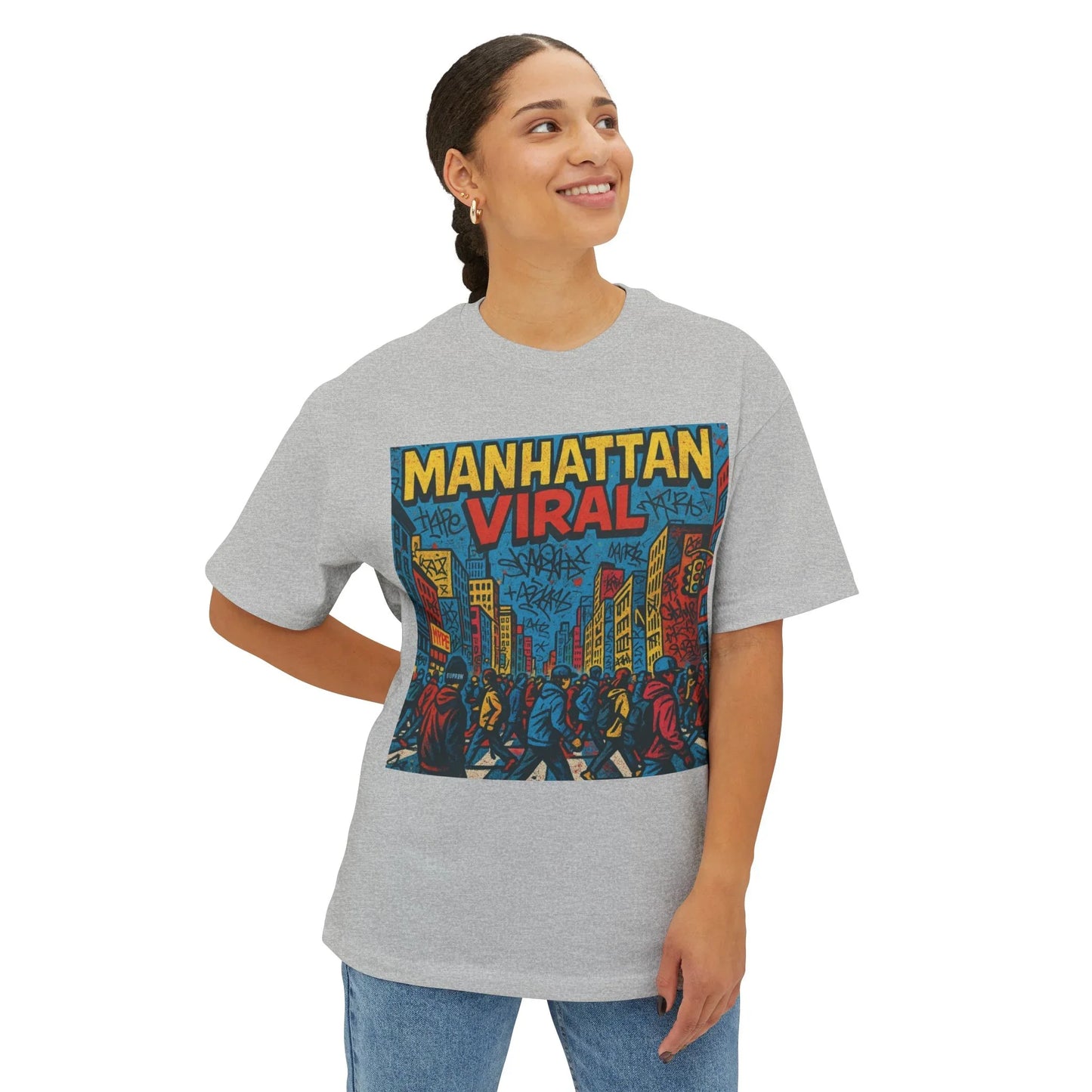 Viral NYC Streets Oversized Boxy Tee - Manhattan Viral