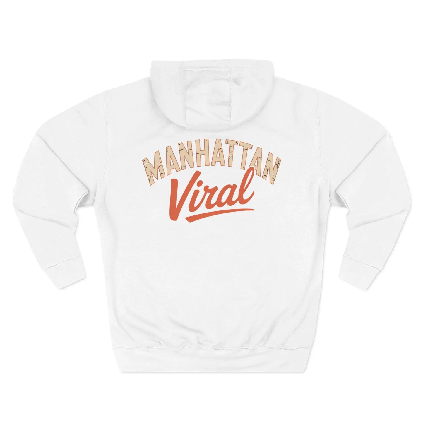 New York City MV Three-Panel Fleece Hoodie, Cozy Streetwear, Urban Fashion, Gift for NYC Lovers, Casual Layering Piece - Manhattan Viral