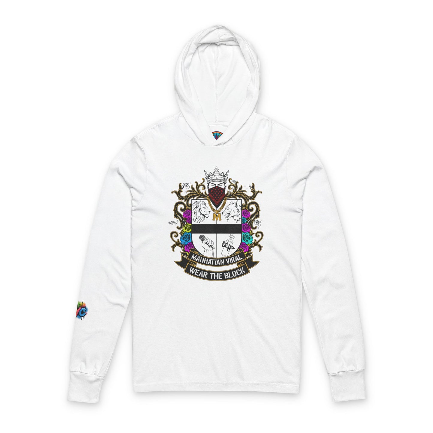 Viral Shield Of Honor Hooded Long Sleeve Tee for Everyday Adventures, Personalized Gift, Family Gatherings, NYC streetwear