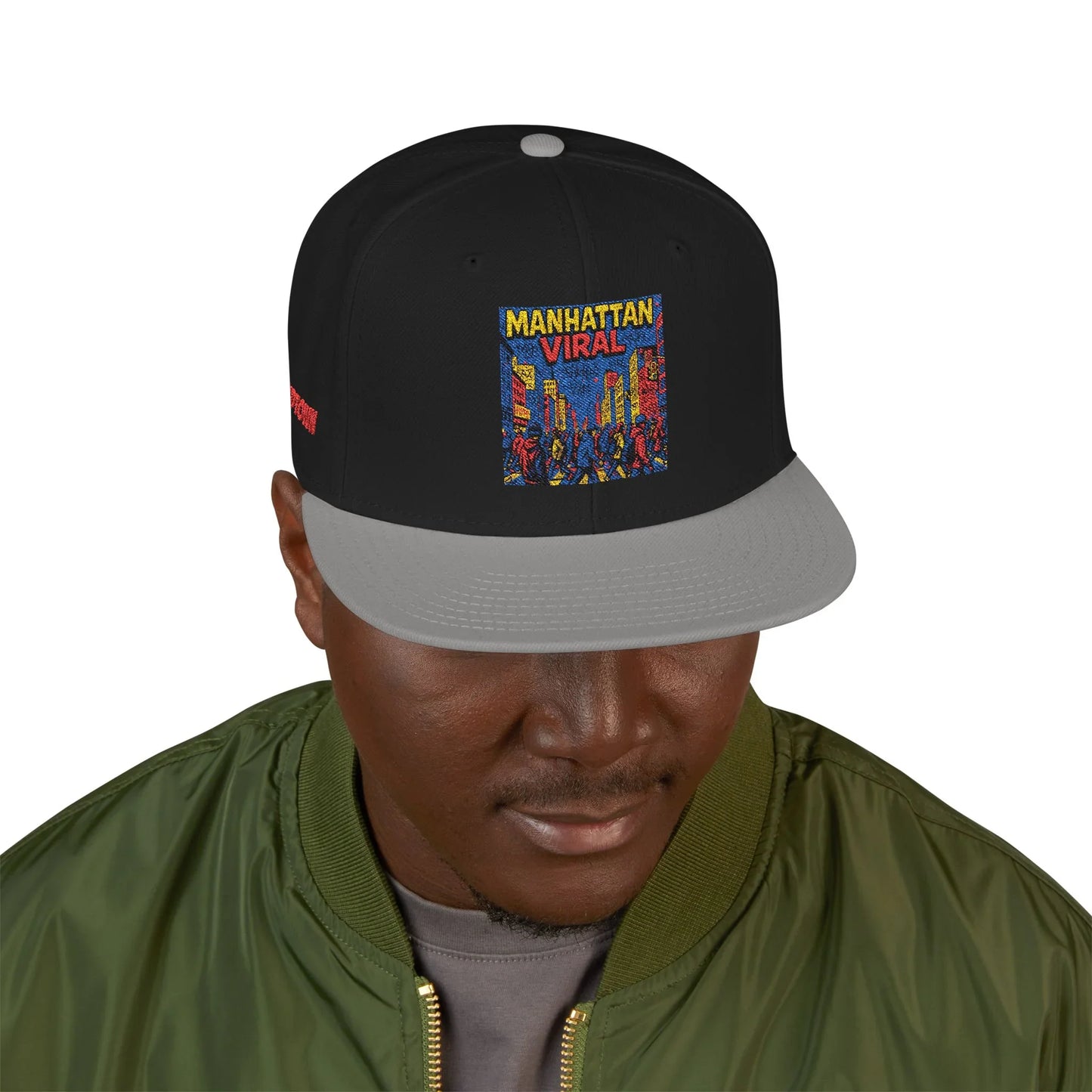 Midtown Hustle Embroidered Snapback Cap, Colorful Hat For NYC Streetwear, Unique Gift for Friends, Casual Accessories - Manhattan Viral