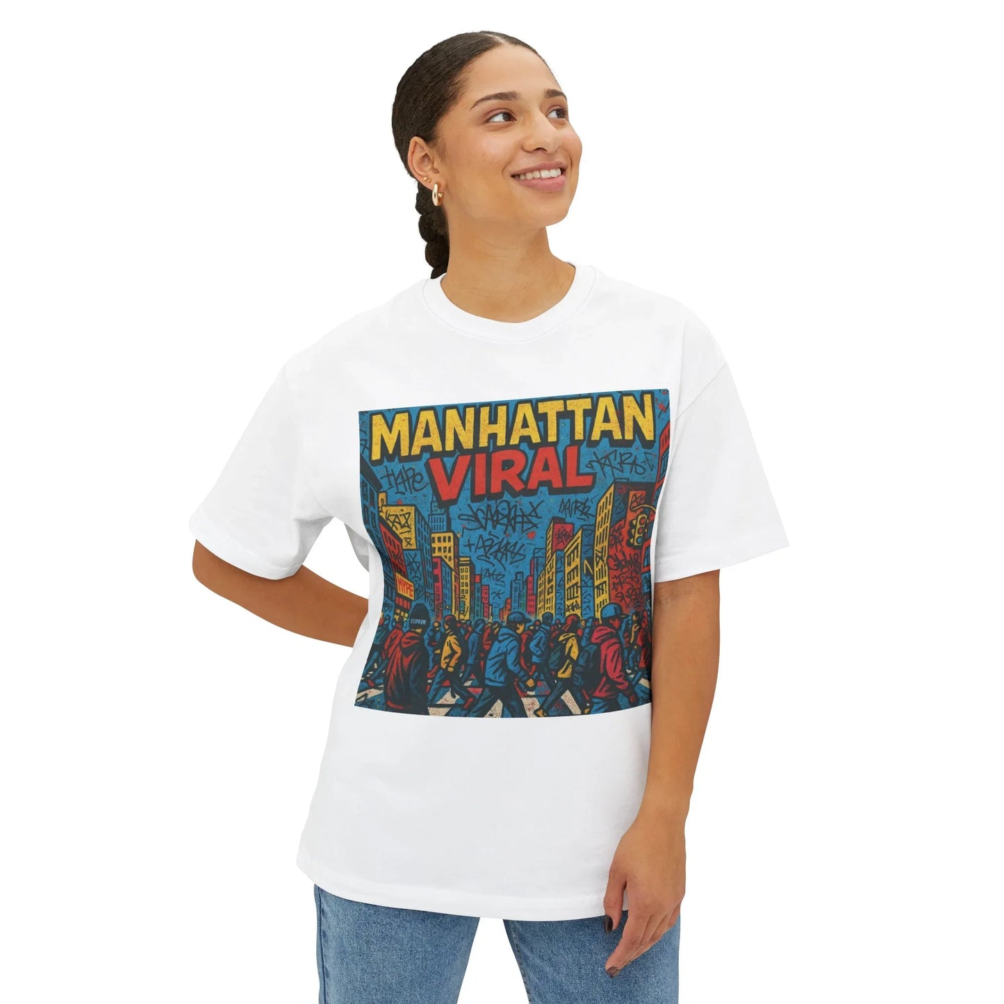 Viral NYC Streets Oversized Boxy Tee - Manhattan Viral