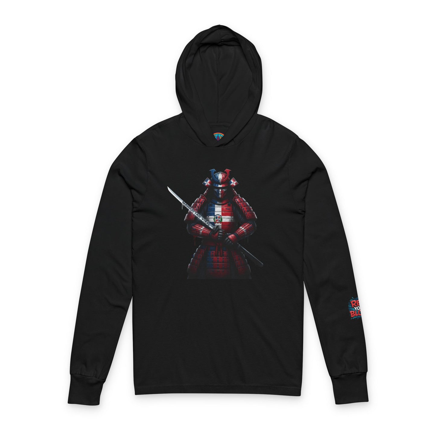 Dominican Samurai Hoodie, Unisex Hooded Long Sleeve Tee, Casual Wear, Streetwear, Geek Culture Merch, Gift for Him/Her, Stylish Layering Top