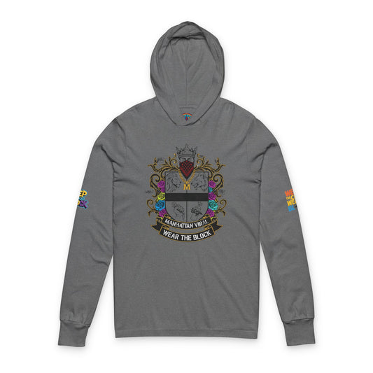 Viral Shield Of Honor Hooded Long Sleeve Tee for Everyday Adventures, Personalized Gift, Family Gatherings, NYC streetwear