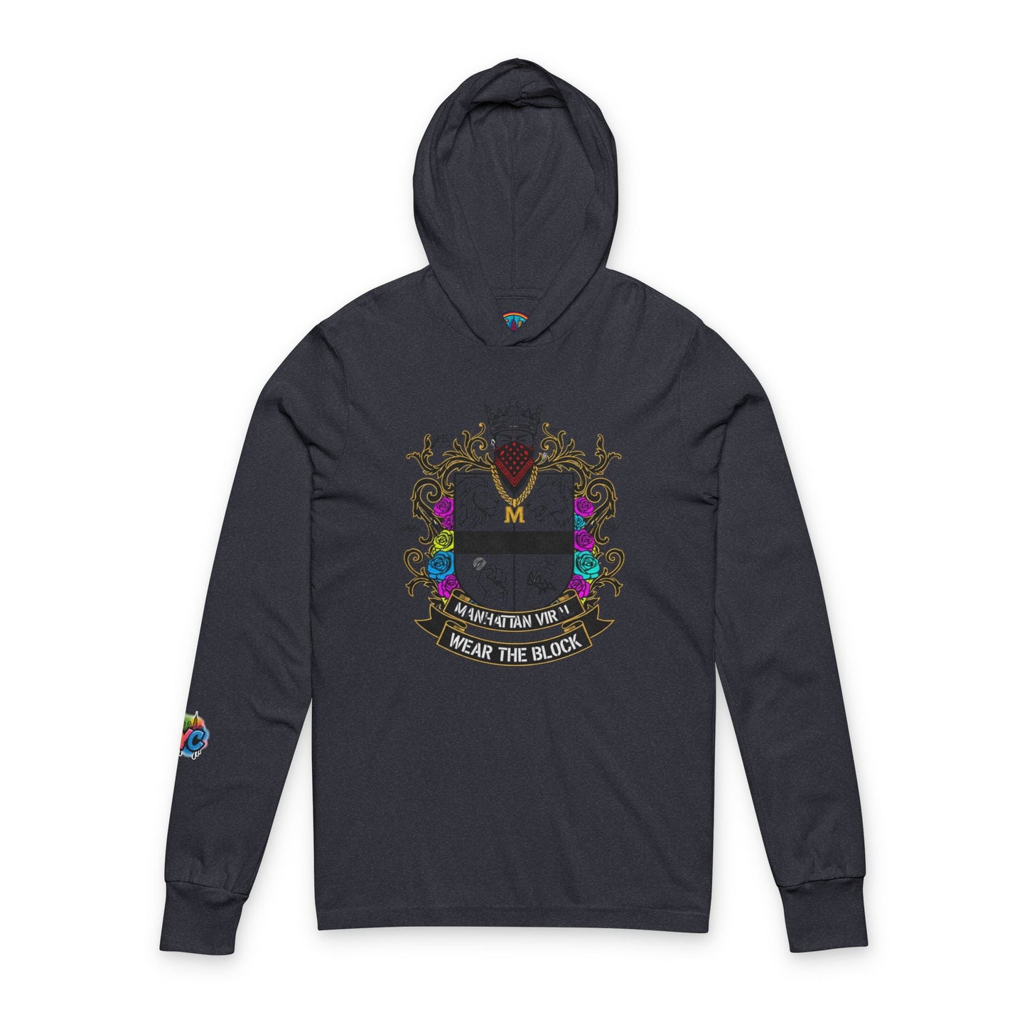 Viral Shield Of Honor Hooded Long Sleeve Tee for Everyday Adventures, Personalized Gift, Family Gatherings, NYC streetwear