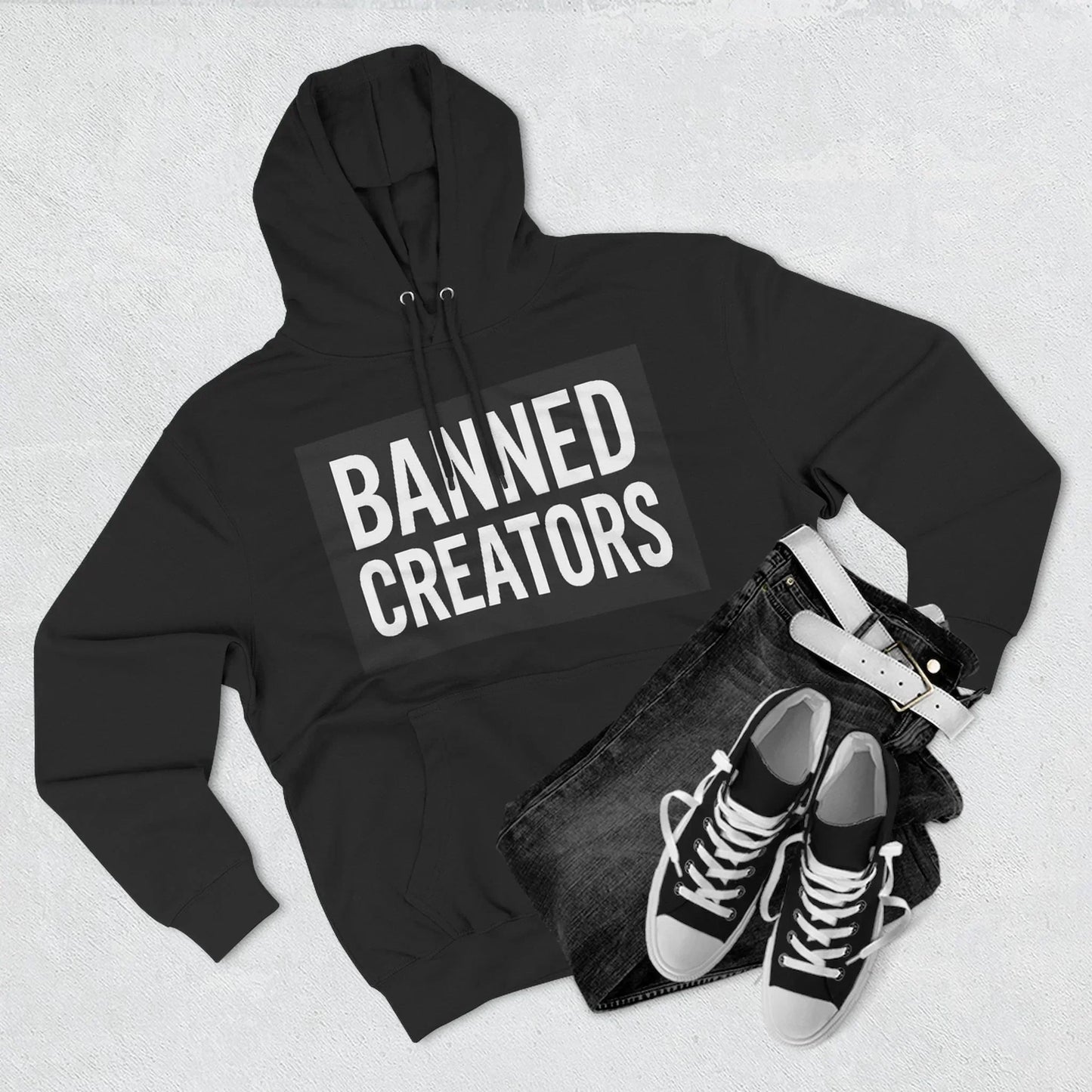 Banned Creators Hoodie - Fleece Sweatshirt for Trendsetters, Gift for Creators, Streetwear, Unique Design, Cozy Casual Wear - Manhattan Viral - Manhattan Viral