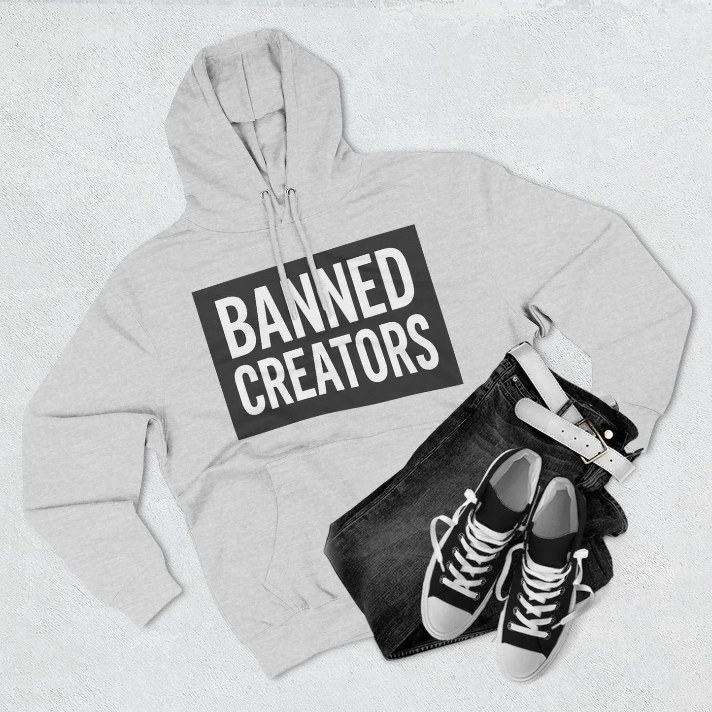 Banned Creators Hoodie - Fleece Sweatshirt for Trendsetters, Gift for Creators, Streetwear, Unique Design, Cozy Casual Wear - Manhattan Viral - Manhattan Viral
