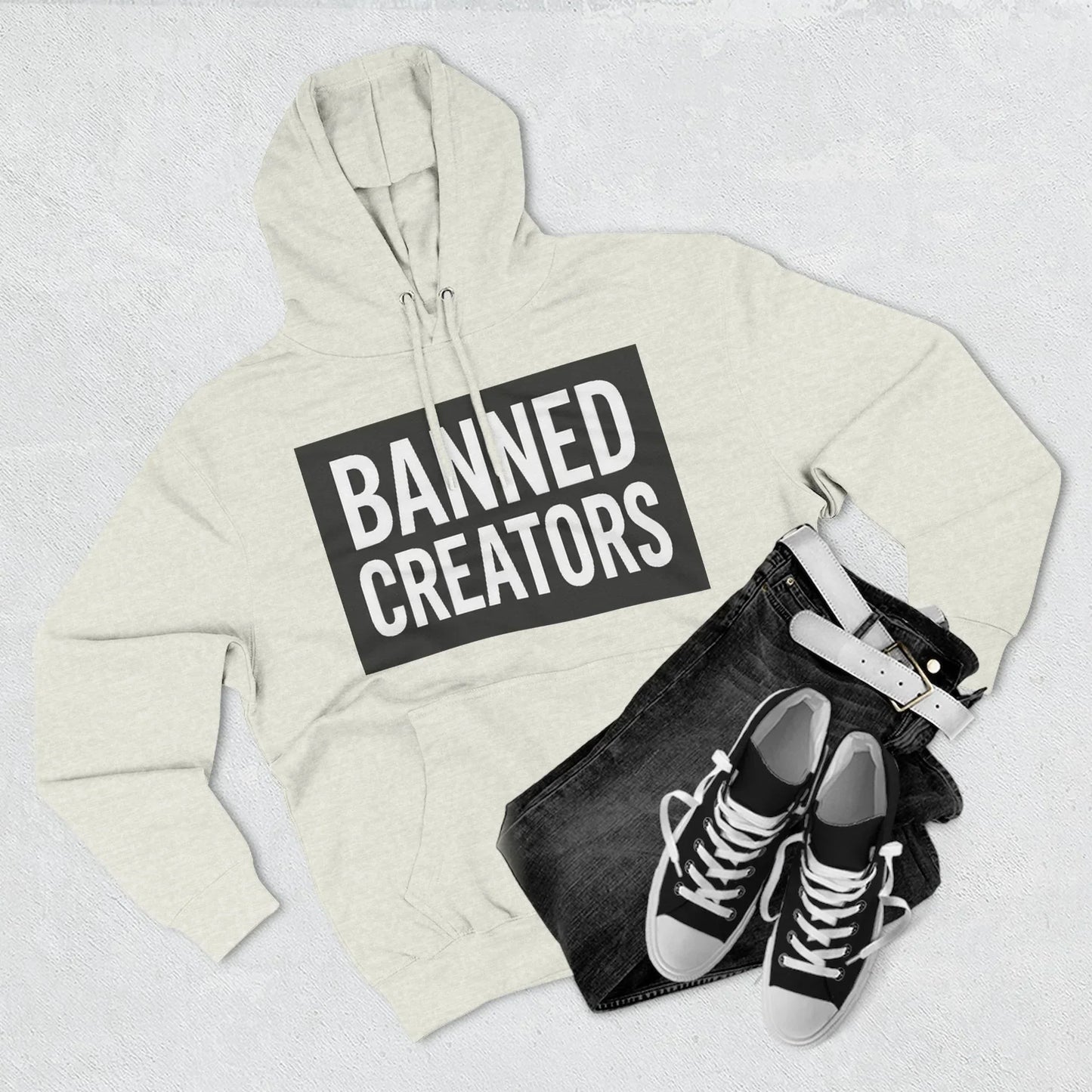 Banned Creators Hoodie - Fleece Sweatshirt for Trendsetters, Gift for Creators, Streetwear, Unique Design, Cozy Casual Wear - Manhattan Viral - Manhattan Viral