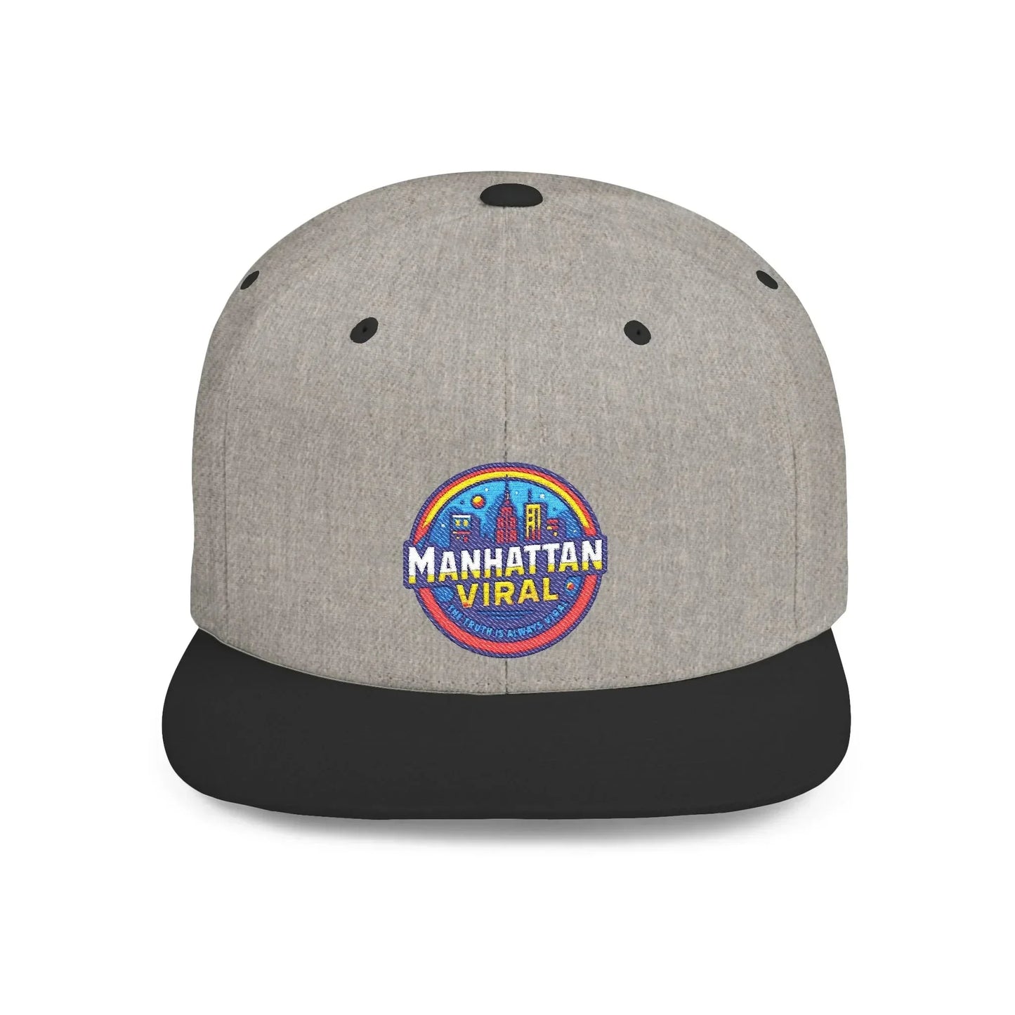 Colorful Manhattan Viral Flat Bill Snapback Hat, Trendy Cap, Streetwear Accessory, Gift for Friends, Casual Style - Manhattan Viral