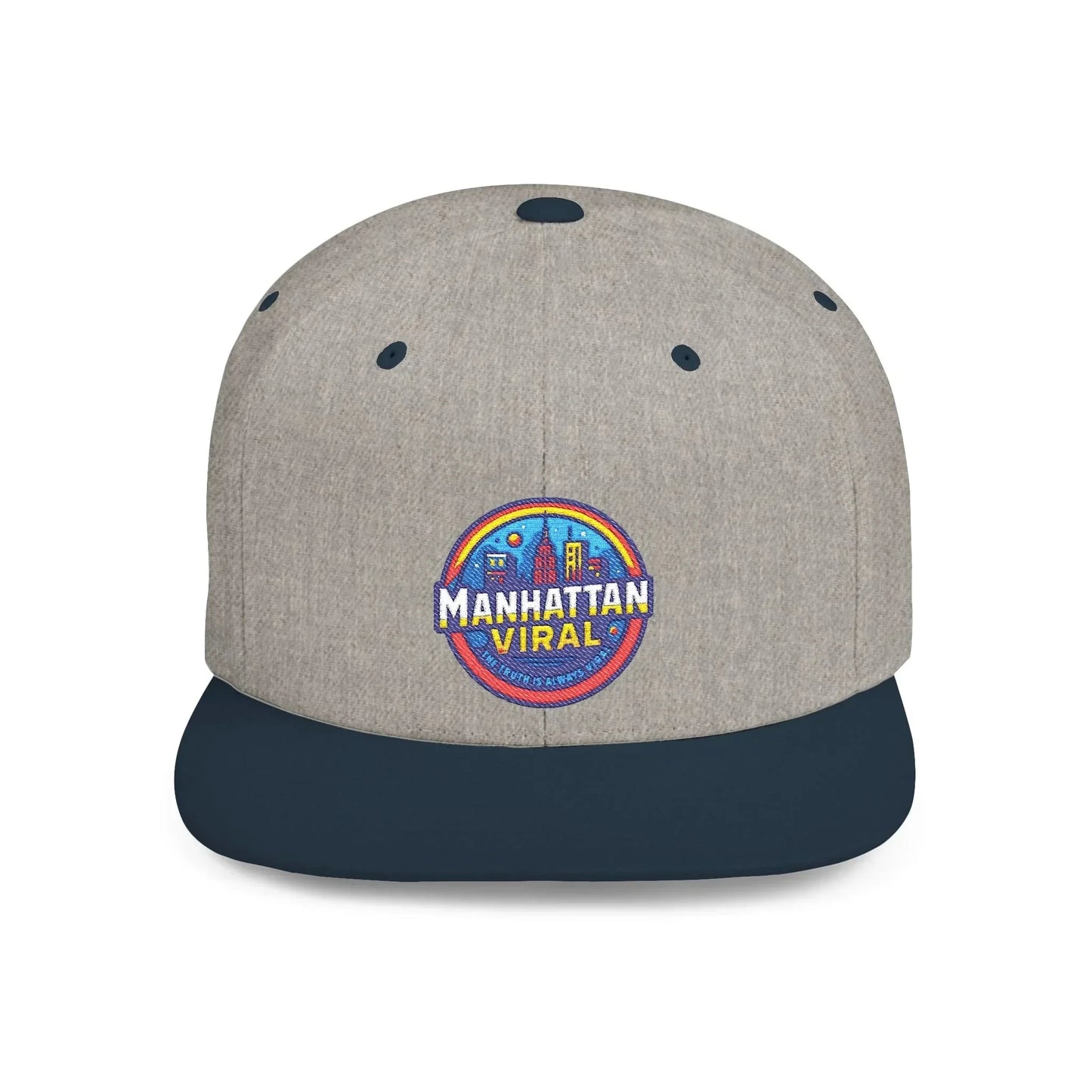 Colorful Manhattan Viral Flat Bill Snapback Hat, Trendy Cap, Streetwear Accessory, Gift for Friends, Casual Style - Manhattan Viral