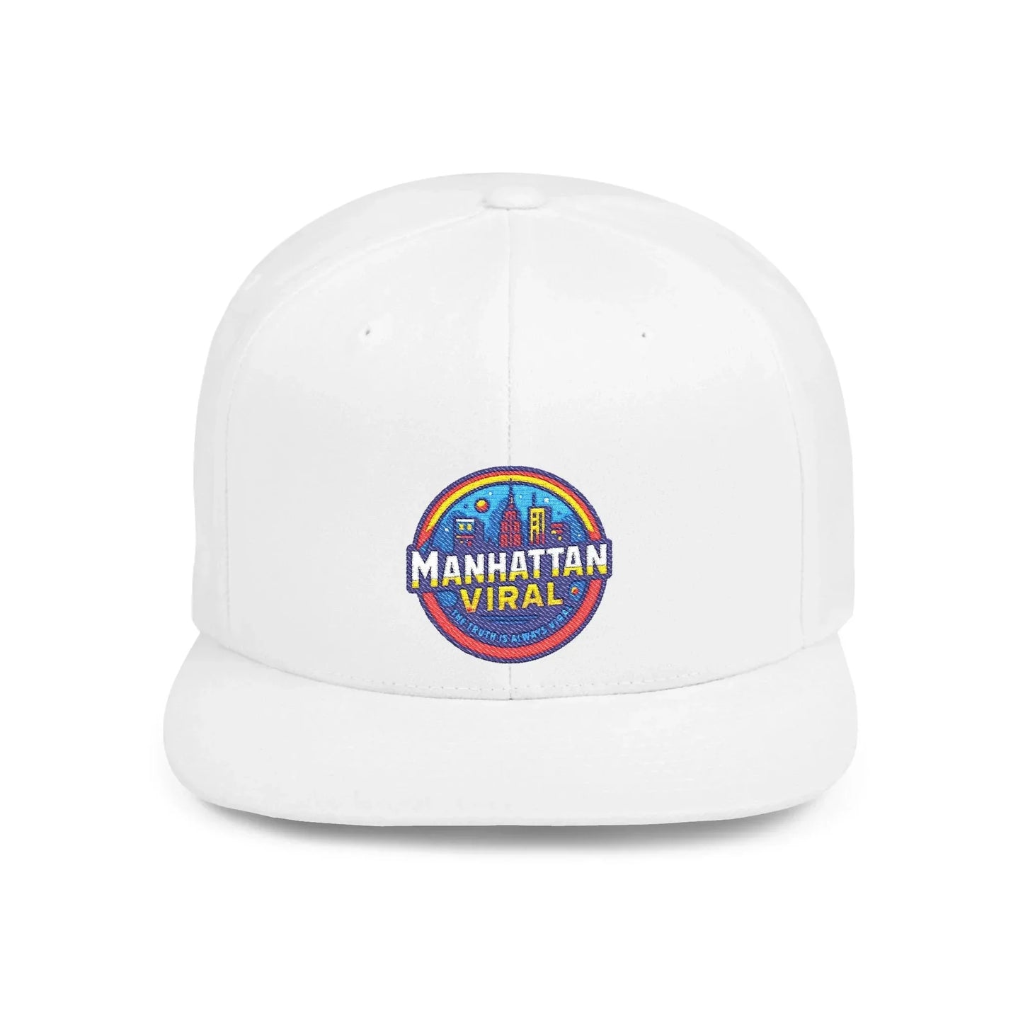 Colorful Manhattan Viral Flat Bill Snapback Hat, Trendy Cap, Streetwear Accessory, Gift for Friends, Casual Style - Manhattan Viral