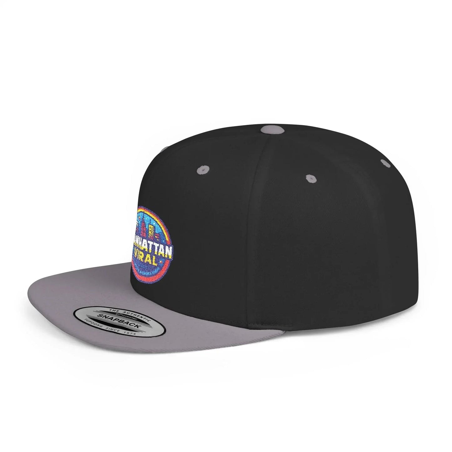 Colorful Manhattan Viral Flat Bill Snapback Hat, Trendy Cap, Streetwear Accessory, Gift for Friends, Casual Style - Manhattan Viral