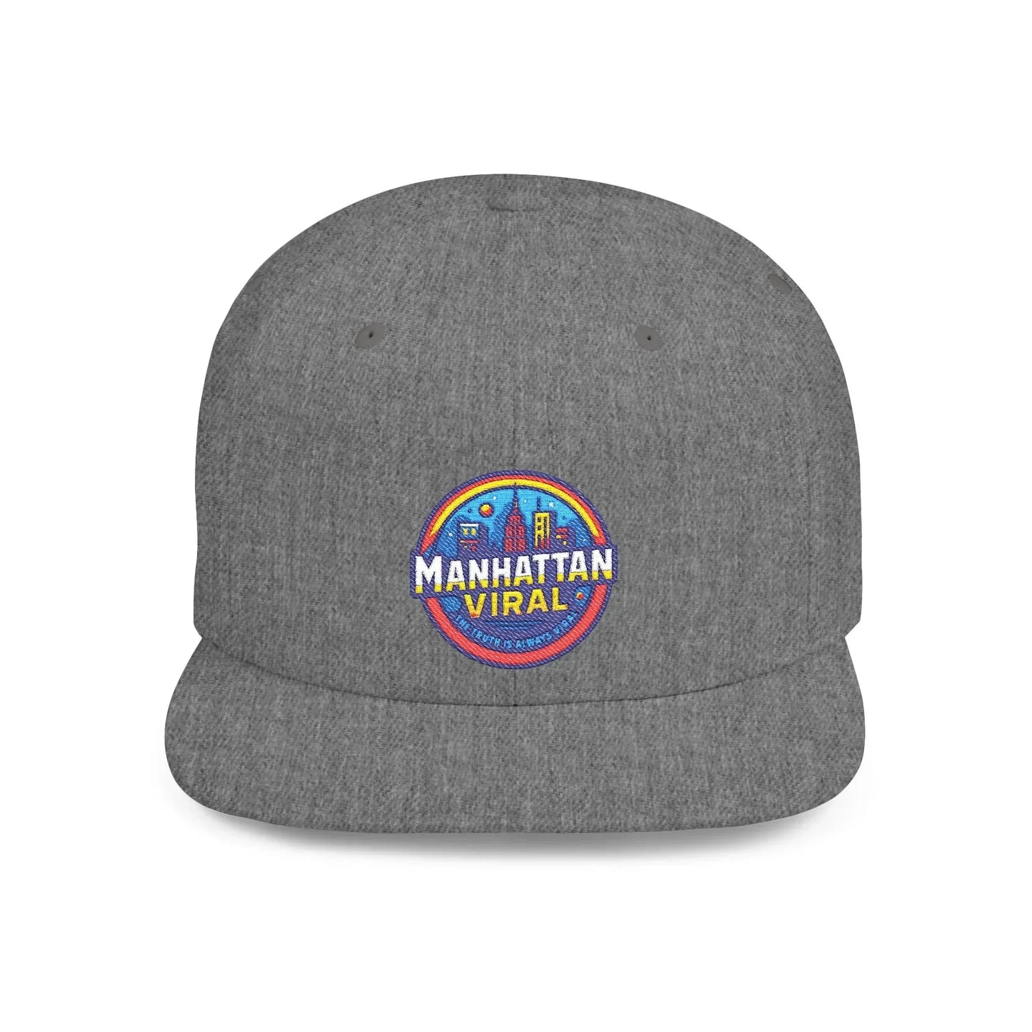 Colorful Manhattan Viral Flat Bill Snapback Hat, Trendy Cap, Streetwear Accessory, Gift for Friends, Casual Style - Manhattan Viral