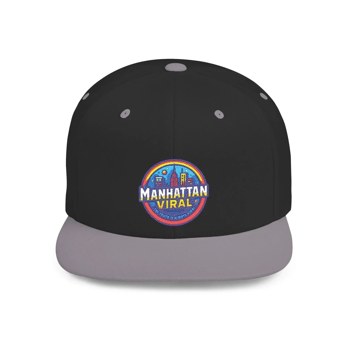 Colorful Manhattan Viral Flat Bill Snapback Hat, Trendy Cap, Streetwear Accessory, Gift for Friends, Casual Style - Manhattan Viral