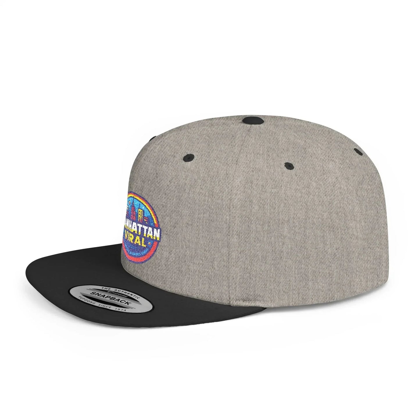Colorful Manhattan Viral Flat Bill Snapback Hat, Trendy Cap, Streetwear Accessory, Gift for Friends, Casual Style - Manhattan Viral