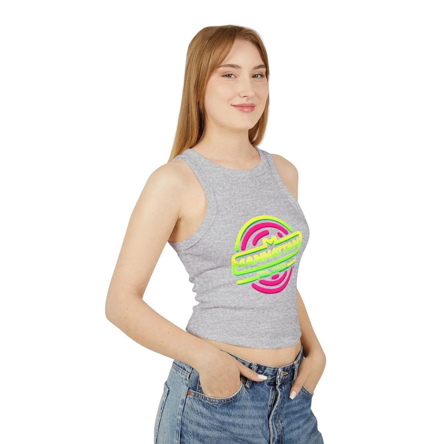 Neon Lights Tank Top NYC Women's Micro Rib Racer - Manhattan Viral - Manhattan Viral