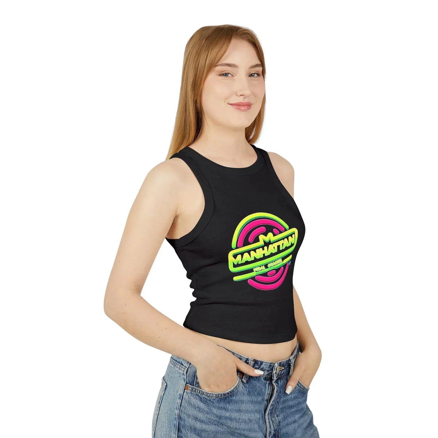 Neon Lights Tank Top NYC Women's Micro Rib Racer - Manhattan Viral - Manhattan Viral