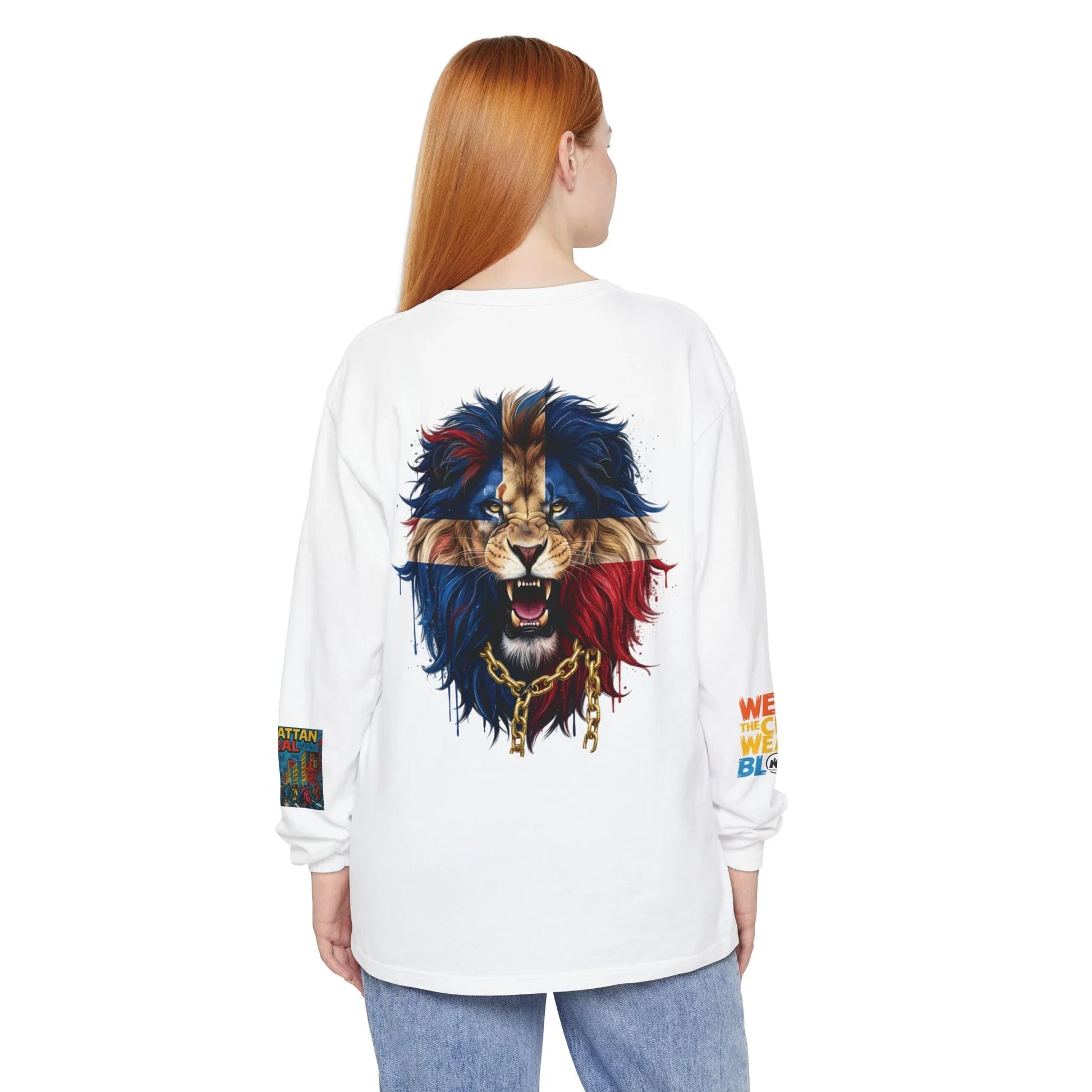 Rep The Block Graphic Long Sleeve Tee with Lion Design, Streetwear - Rep The Block Graphic Long Sleeve Tee with Lion Design, Streetwear - Grey - M