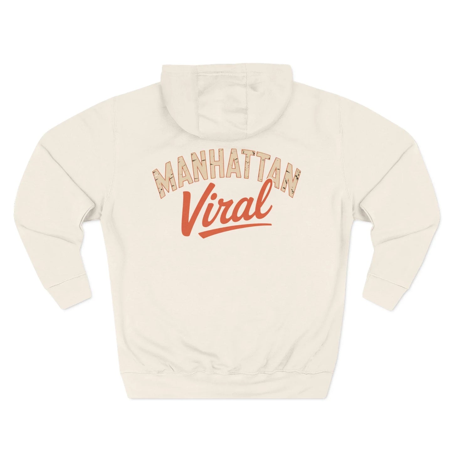 New York City MV Three-Panel Fleece Hoodie, Cozy Streetwear, Urban Fashion, Gift for NYC Lovers, Casual Layering Piece - Manhattan Viral