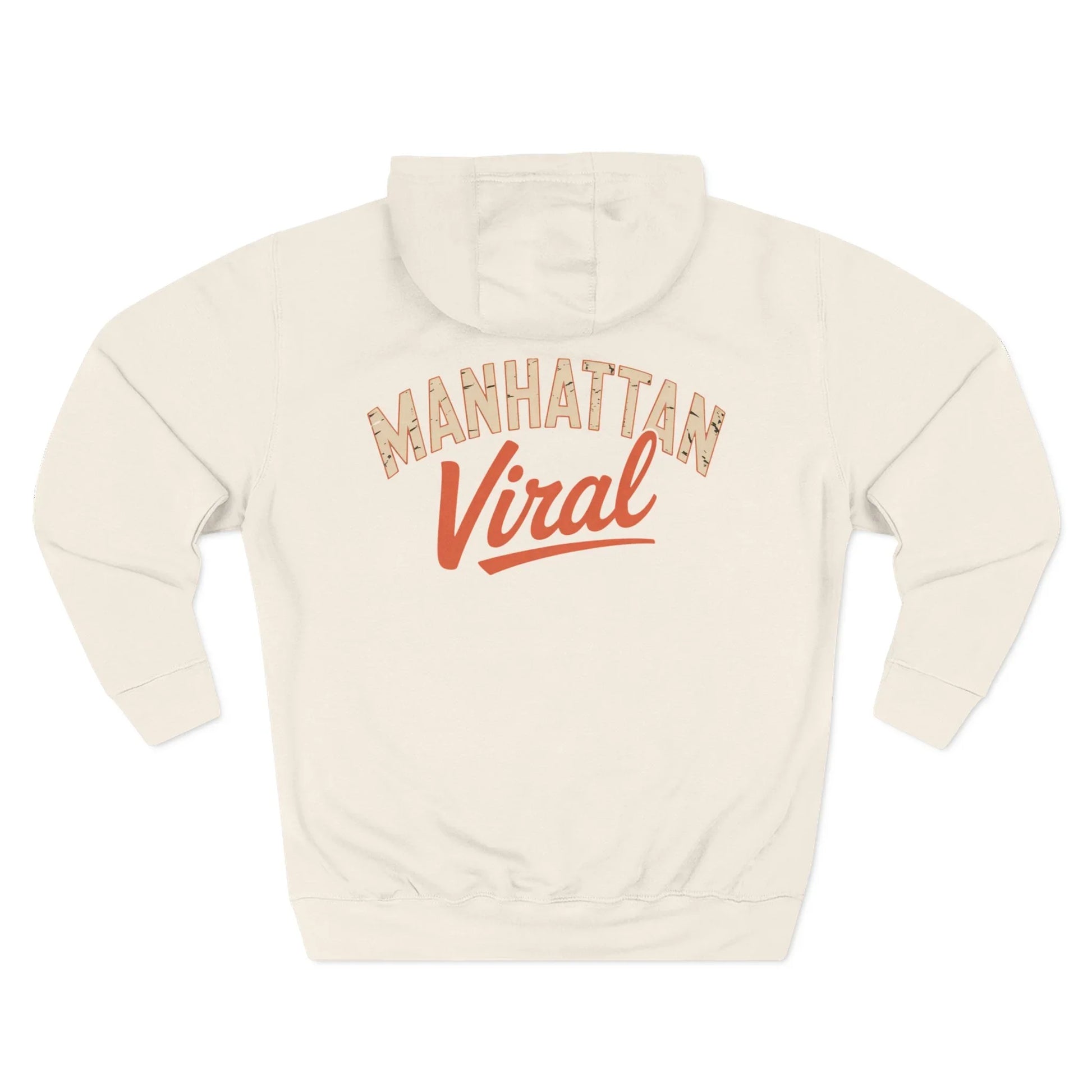 New York City MV Three-Panel Fleece Hoodie, Cozy Streetwear, Urban Fashion, Gift for NYC Lovers, Casual Layering Piece - Manhattan Viral