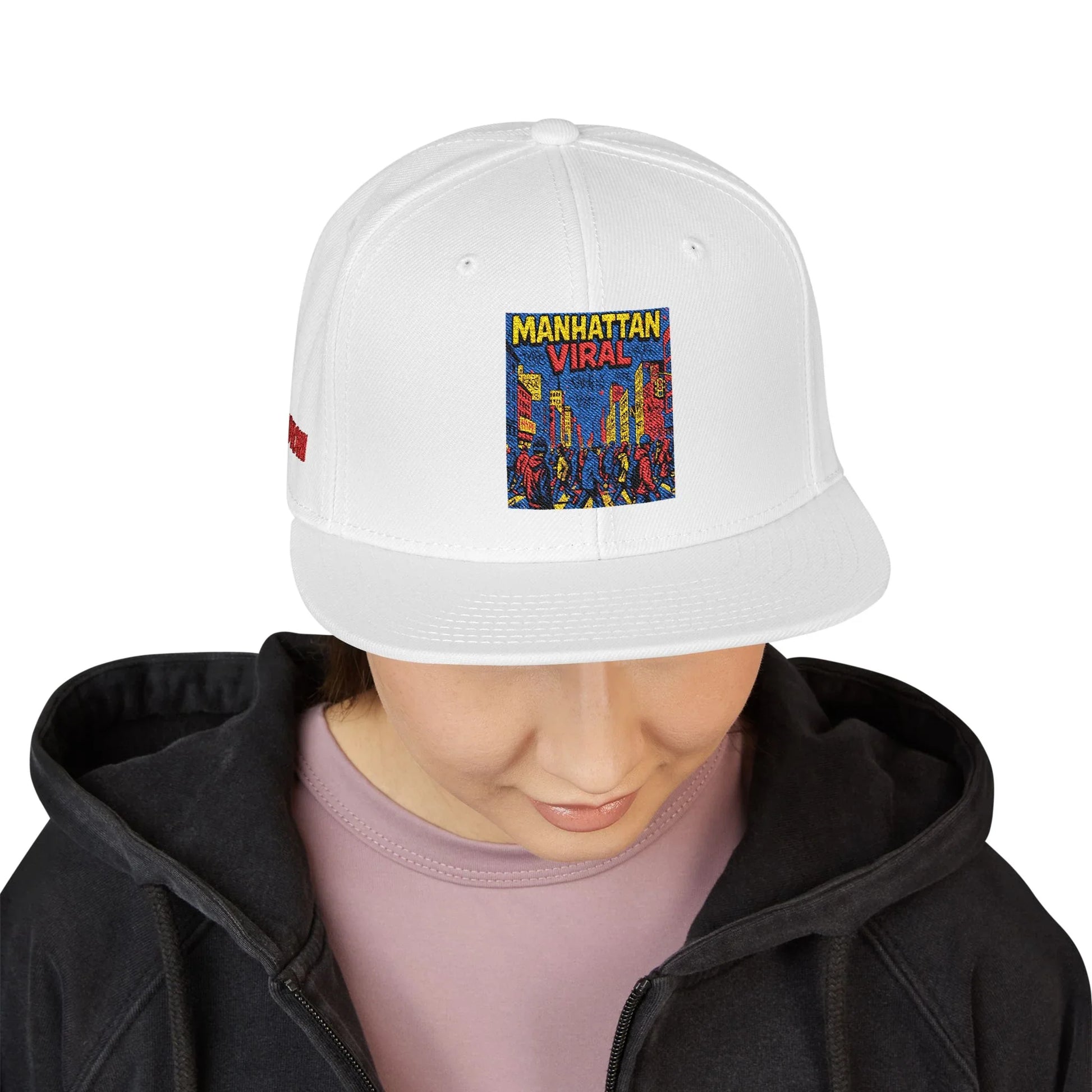 Midtown Hustle Embroidered Snapback Cap, Colorful Hat For NYC Streetwear, Unique Gift for Friends, Casual Accessories - Manhattan Viral