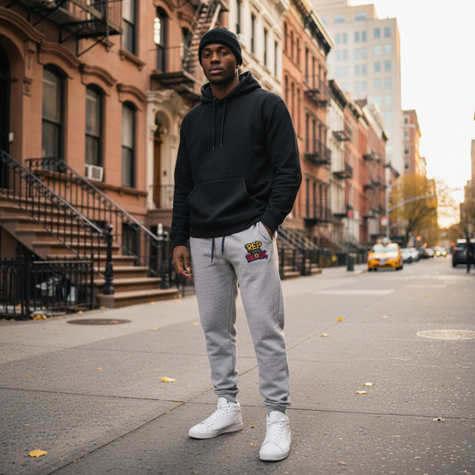 Embroidered 'Rep The Block' Joggers - Gorilla In The City MV Streetwear