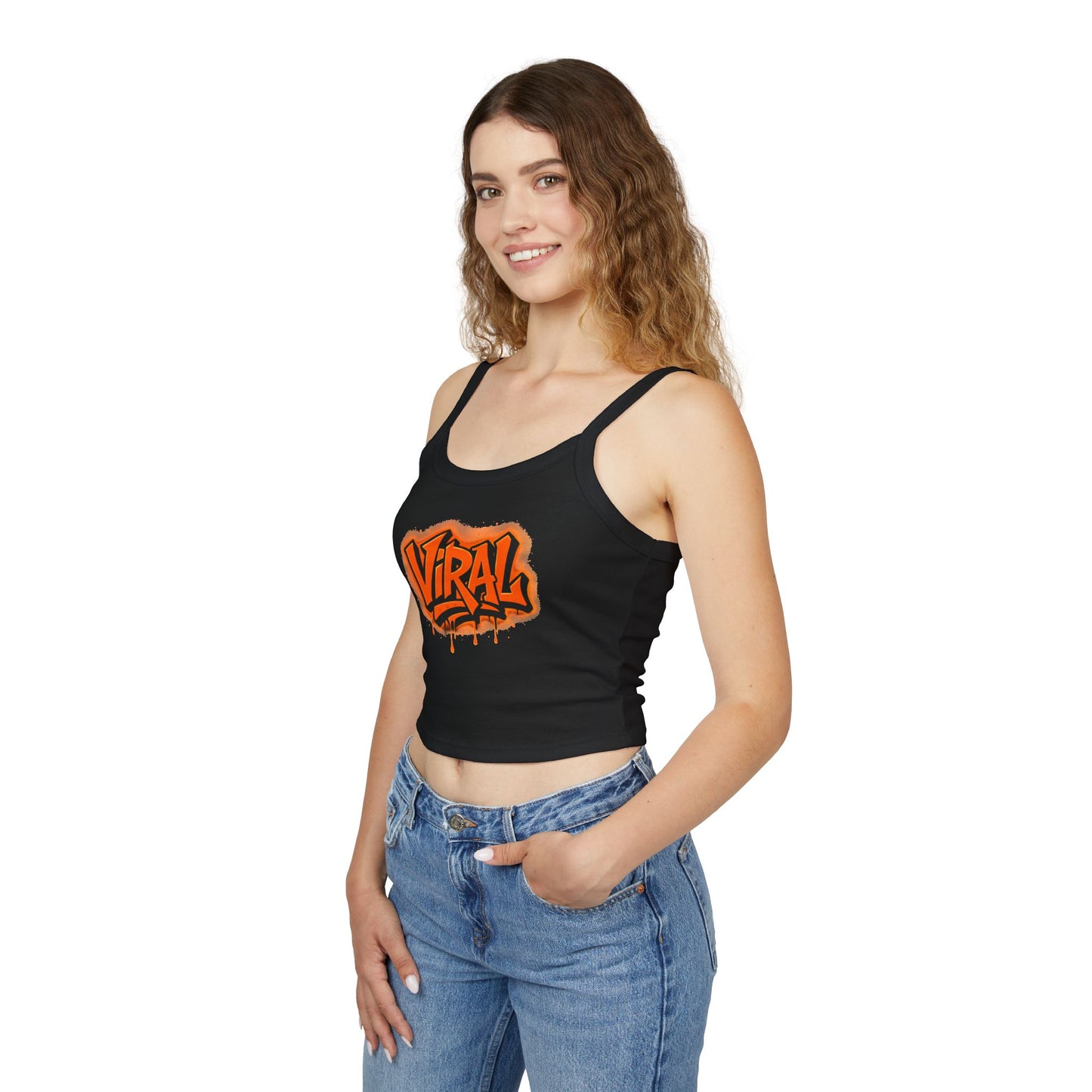 Viral Graffiti Village Drop Women's Spaghetti Strap Tank Top, Summer Top, Streetwear Style, Festival Outfit, Graphic Tee, Casual Wear