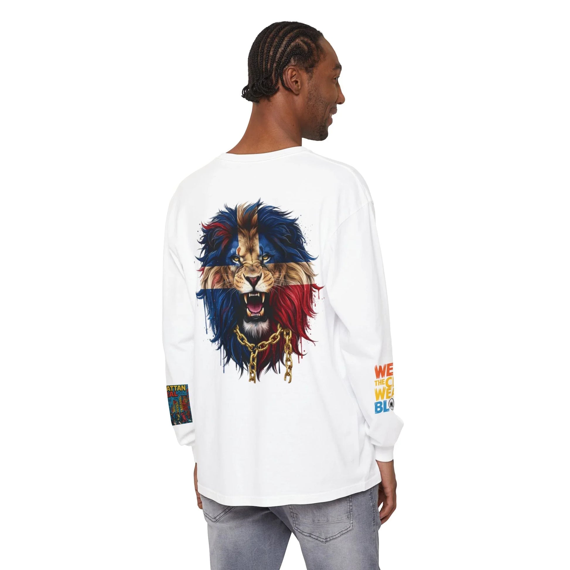Rep The Block Graphic Long Sleeve Tee with Lion Design, Streetwear - Rep The Block Graphic Long Sleeve Tee with Lion Design, Streetwear - Black - M