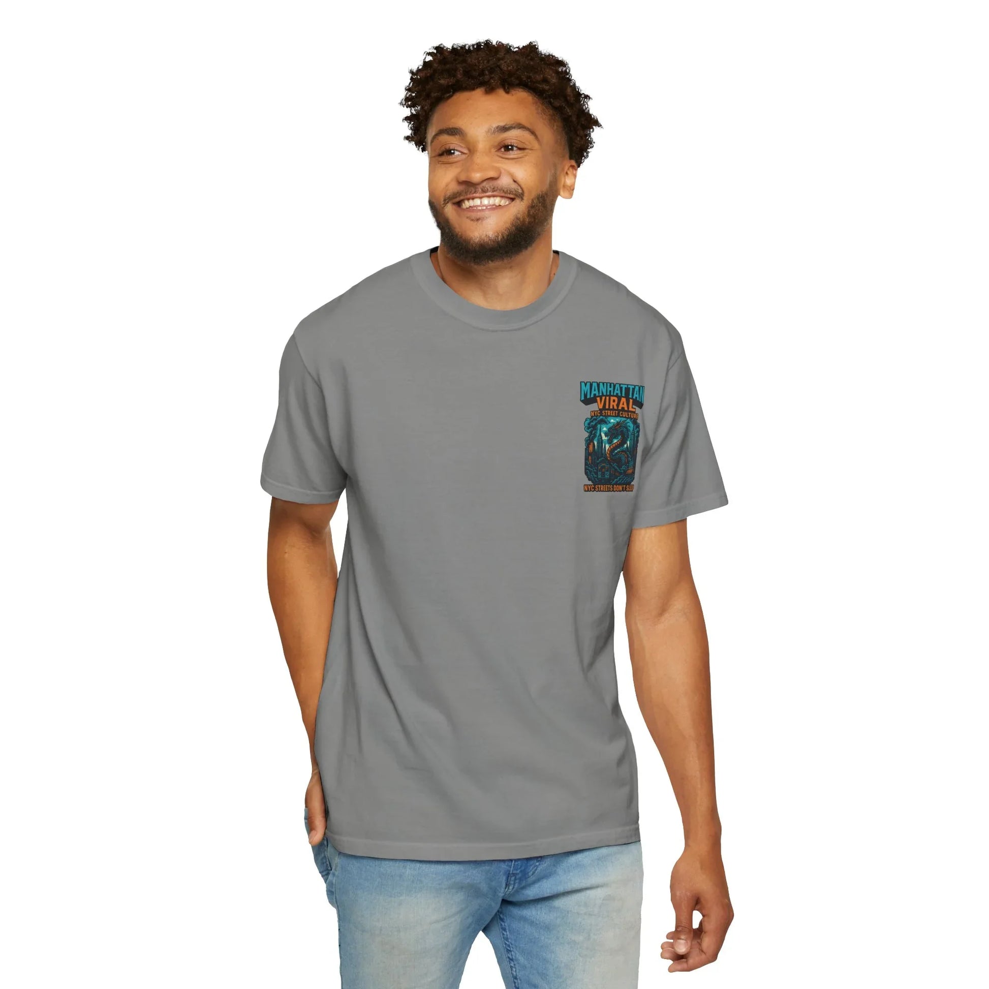 MV The City Takeover T-Shirt, Urban Style Tee, NYC StreetWear, Block Apparel - Gorilla In The City T-Shirt, Urban Style Tee, NYC StreetWear, Block Apparel - Washed Denim - XL