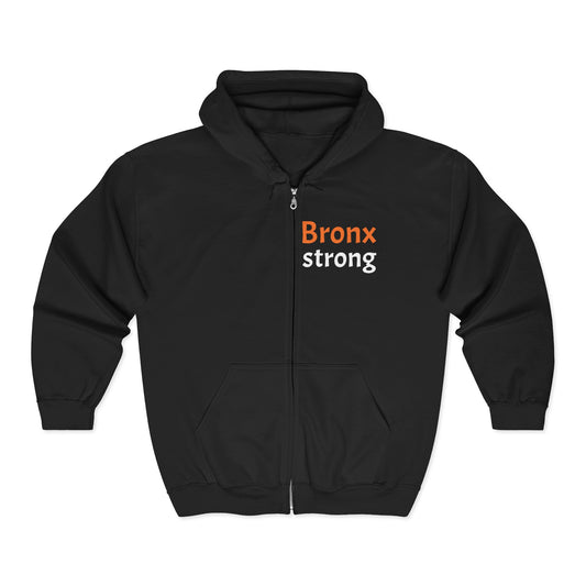 Bronx Strong Zip-Up Hoodie for Urban Style, Gifts for Bronx Residents, Comfortable Winter Wear, Pride Apparel, Streetwear Essential