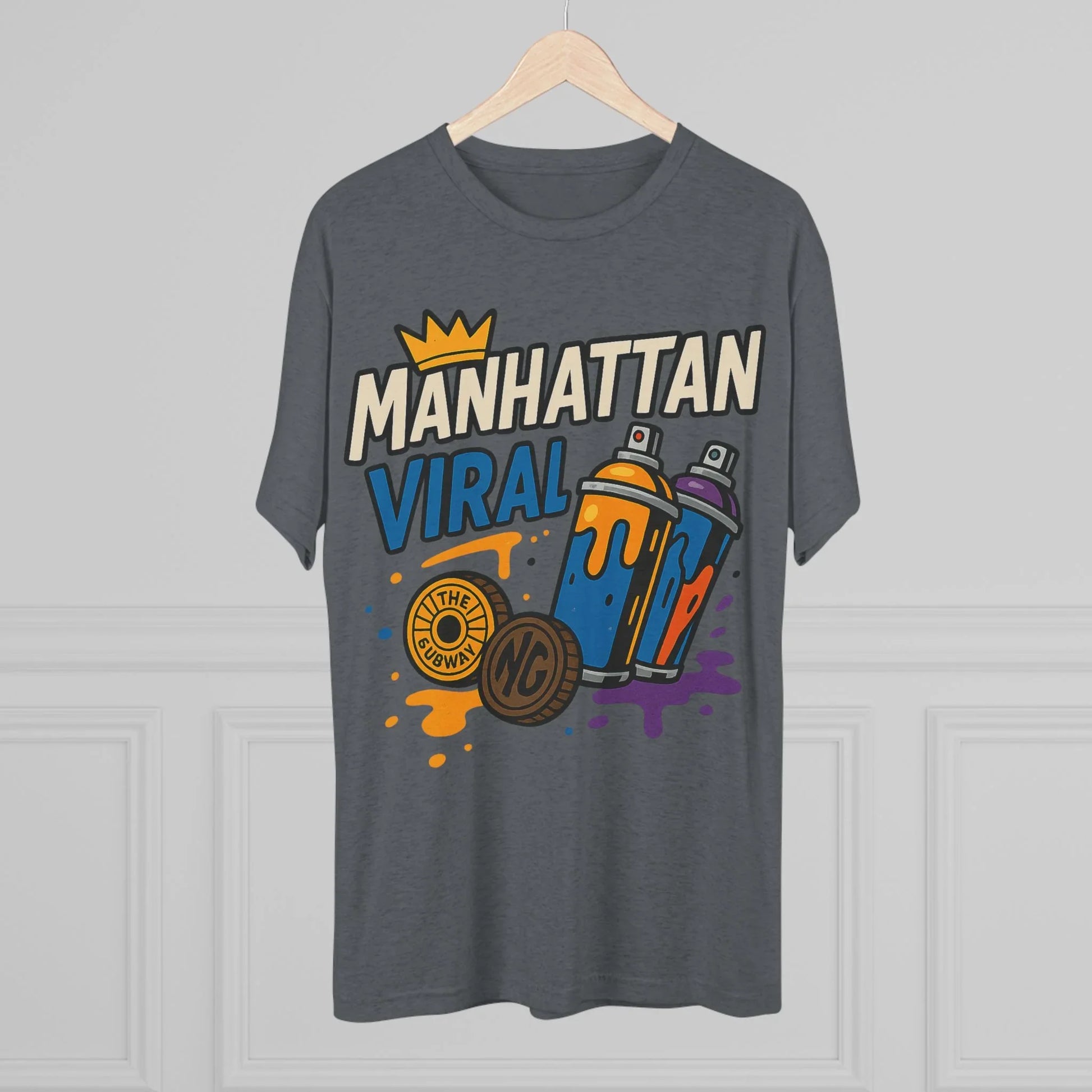 Village MV Graffiti Graphic Tee, Trendy Streetwear NYC T-Shirt - Village MV Graffiti Graphic Tee, Trendy Streetwear NYC T-Shirt - XL - Tri-Blend White