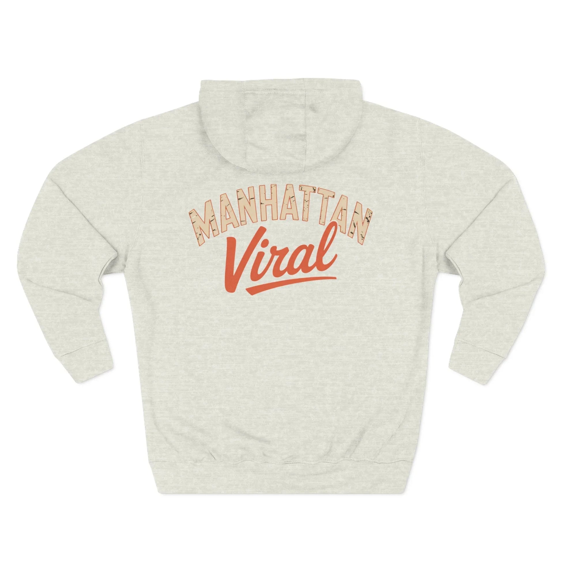 New York City MV Three-Panel Fleece Hoodie, Cozy Streetwear, Urban Fashion, Gift for NYC Lovers, Casual Layering Piece - Manhattan Viral