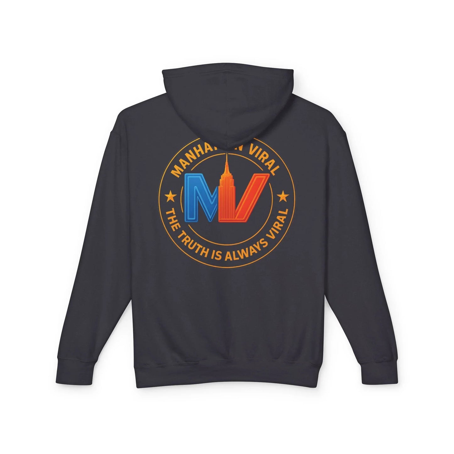 Manhattan Viral Medallion Unisex Lightweight Hooded Sweatshirt, NYC Streetwear - 3XL - Black