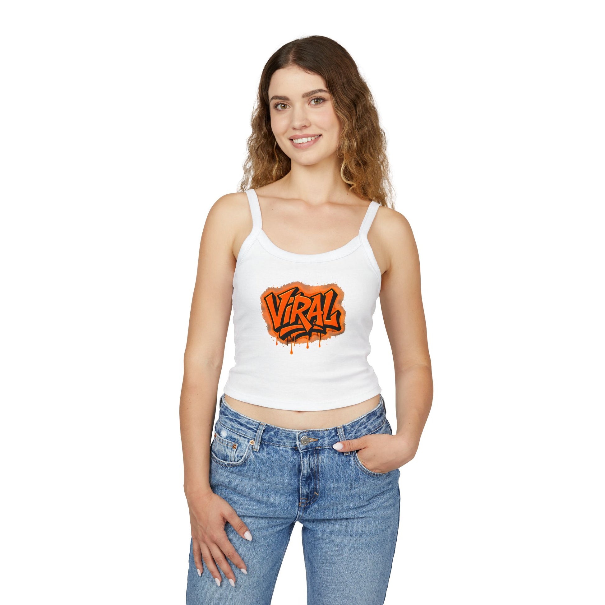 Viral Graffiti Village Drop Women's Spaghetti Strap Tank Top, Summer Top, Streetwear Style, Festival Outfit, Graphic Tee, Casual Wear - Viral Graffiti Village Drop Women's Spaghetti Strap Tank Top, Summer Top, Streetwear Style, Festival Outfit, Graphic Tee, Casual Wear