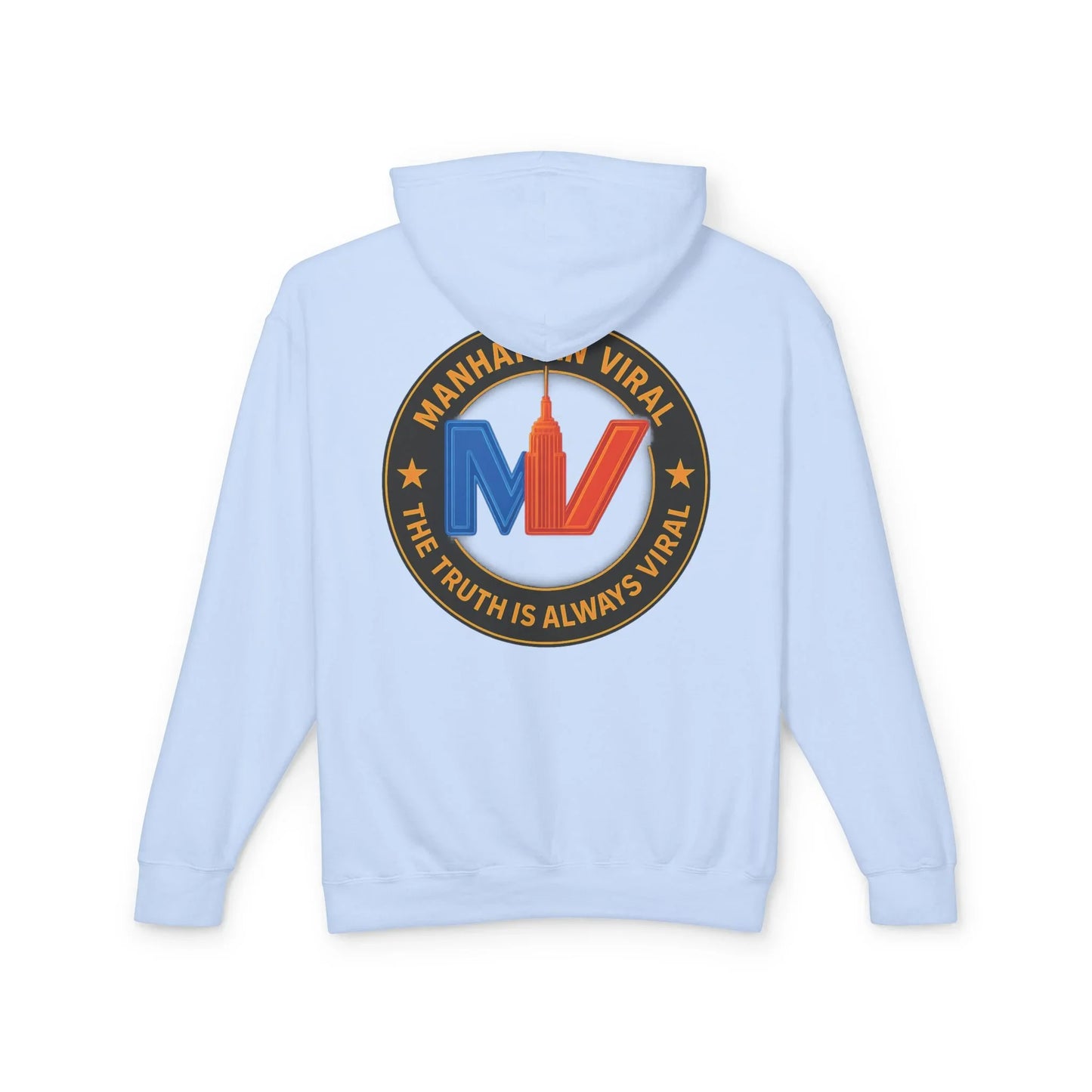Manhattan Viral Medallion Unisex Lightweight Hooded Sweatshirt, NYC Streetwear - L - Ivory